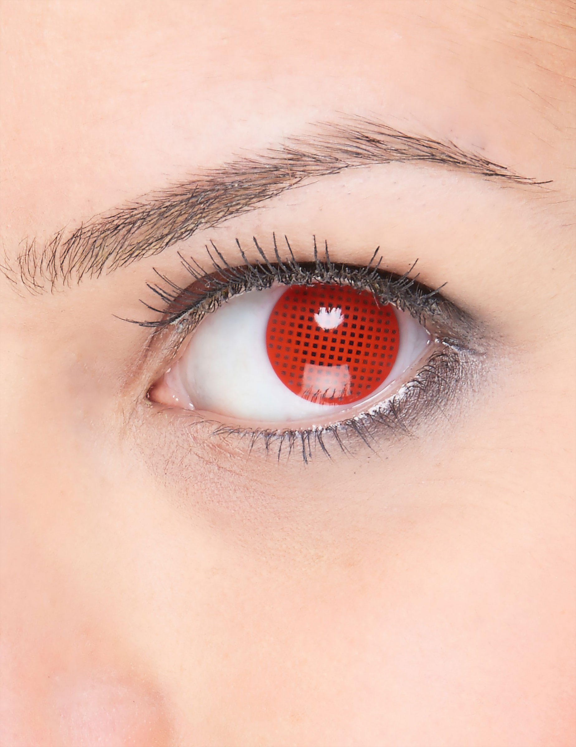 Lentilles fantaisie quadrillage rouge 1 an adulte