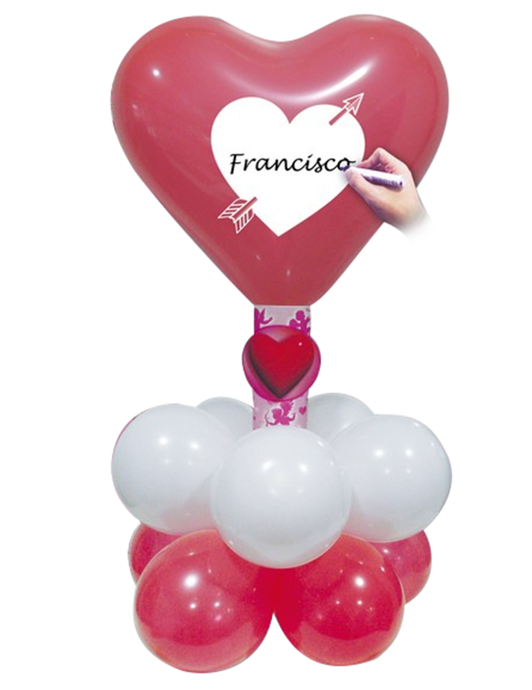 Kit ballons coeurs rouges et blancs personnalisable