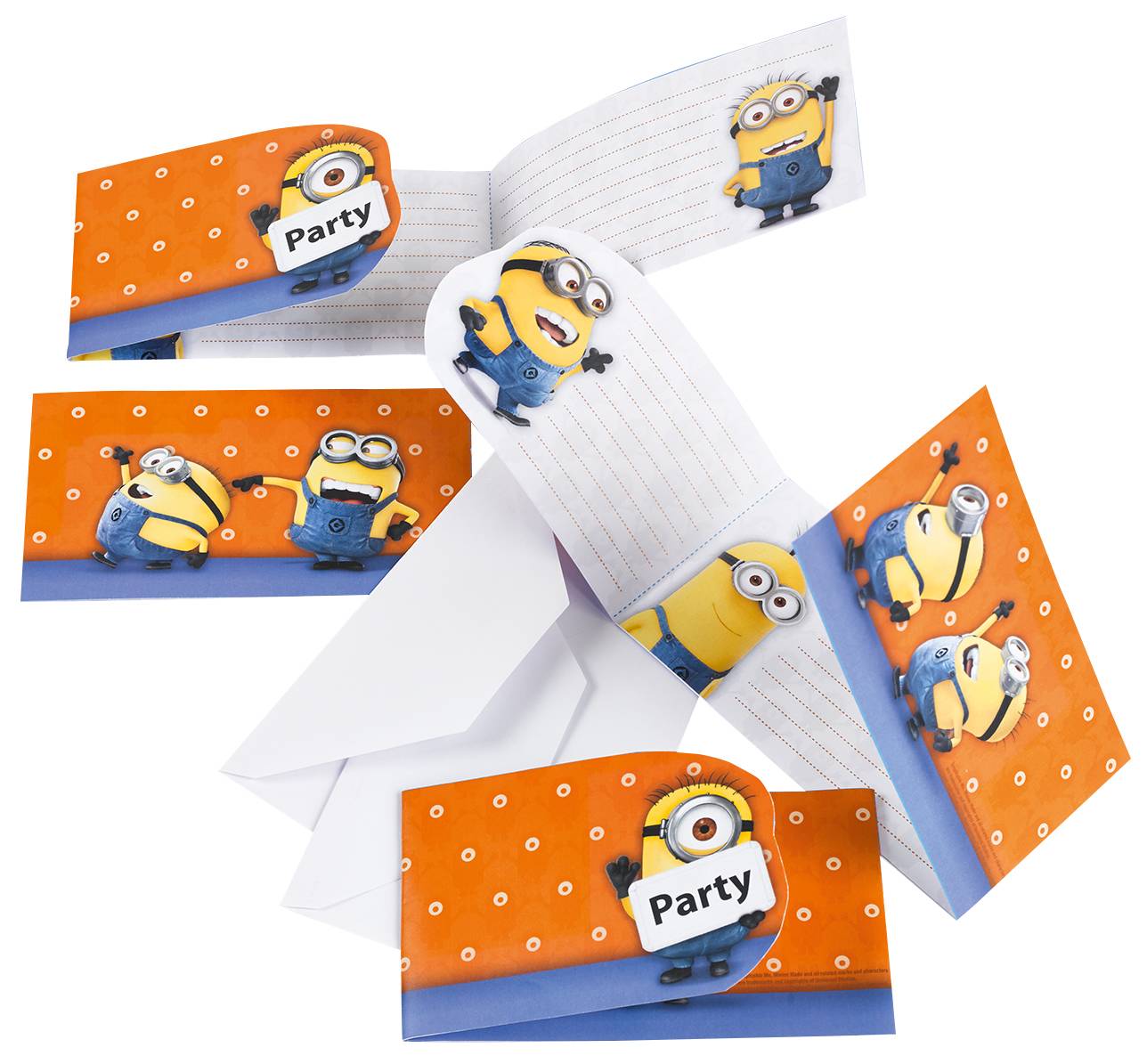 6 Invitations et Enveloppes Minions
