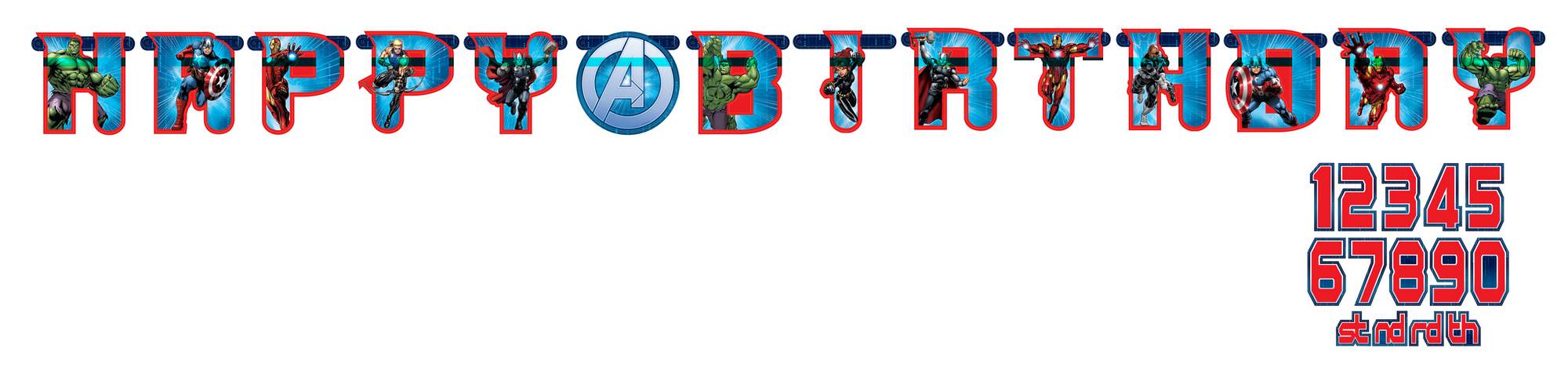 Guirlande Happy birthday Avengers  1.6 mètres