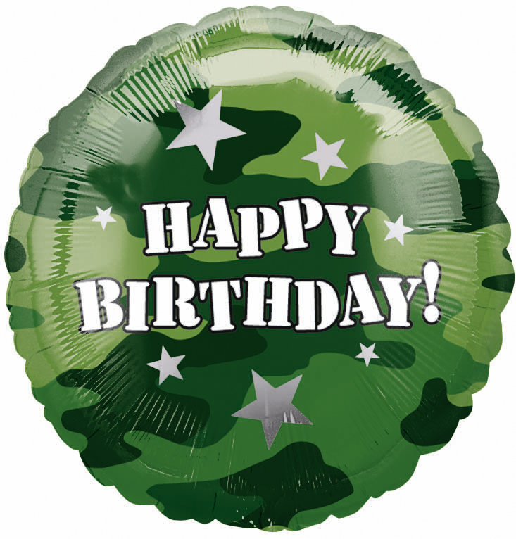 Ballon aluminium Happy Birthday Camouflage 43 cm