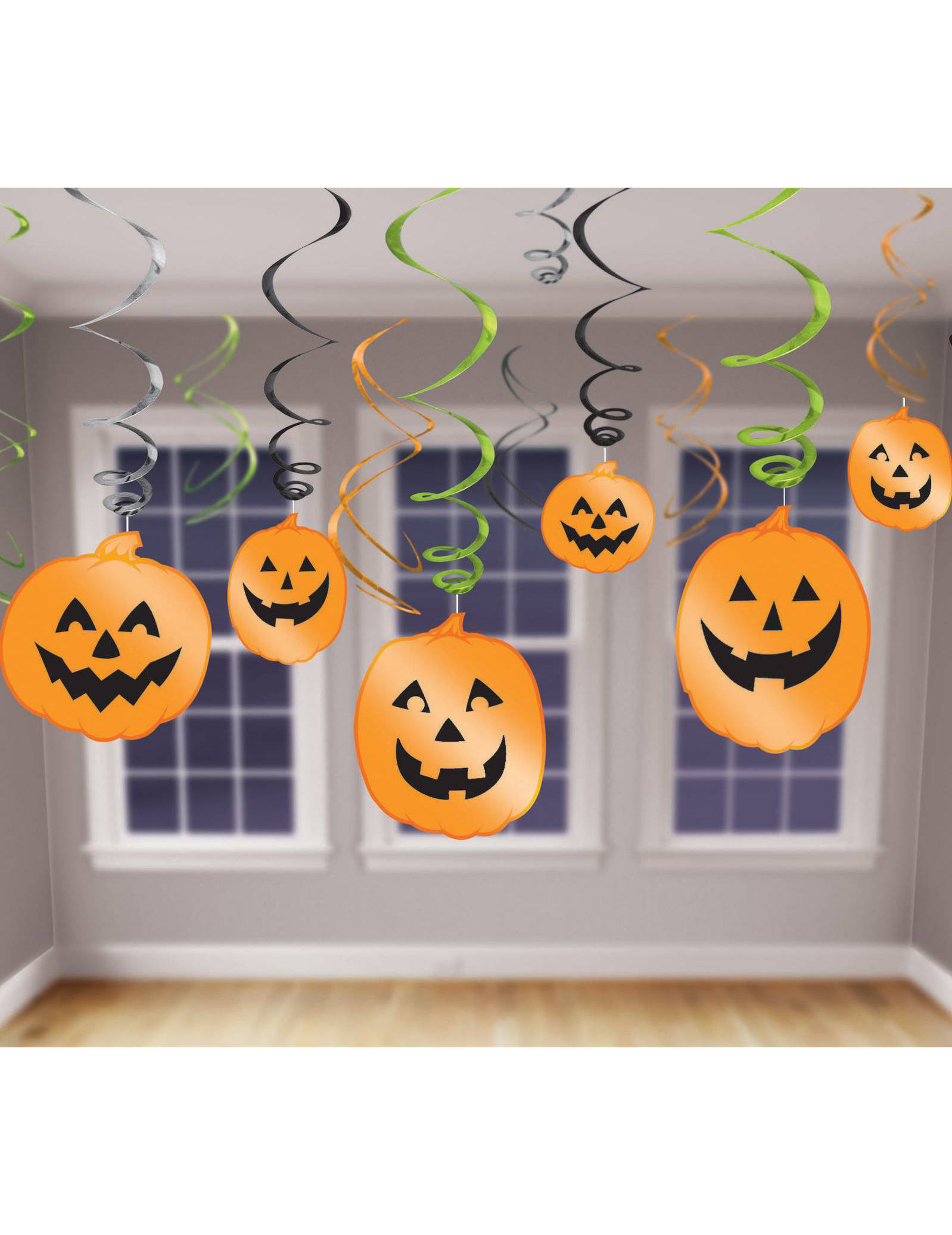 12 Décorations spirale à suspendre Citrouille Halloween