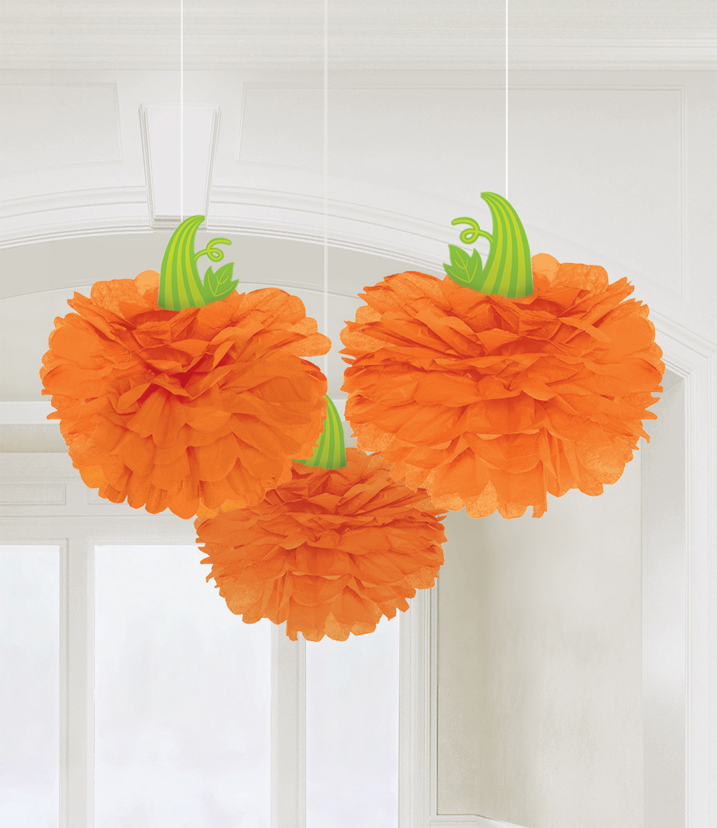 3 Suspensions Citrouilles en papier Papier 40.6 cm