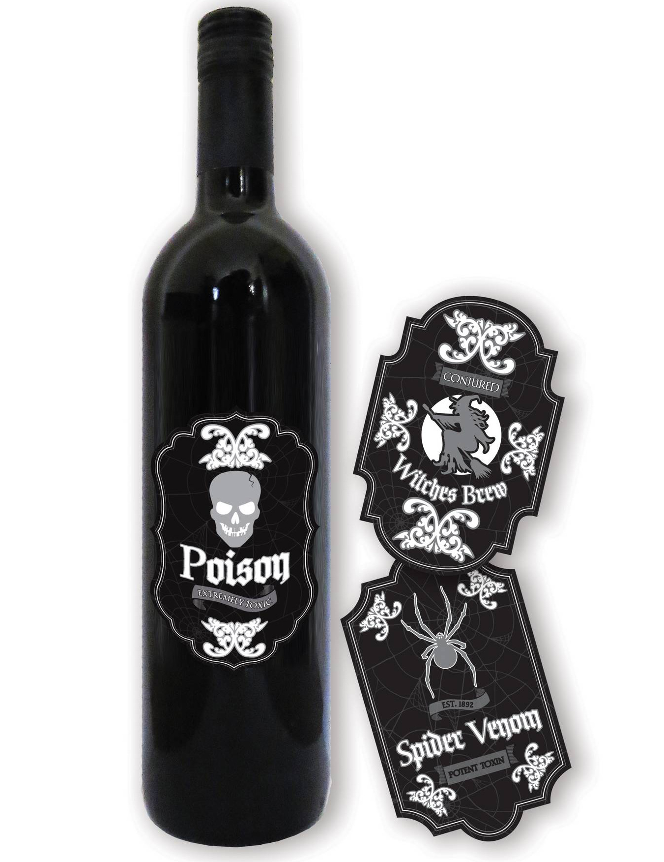6 étiquettes bouteilles Halloween