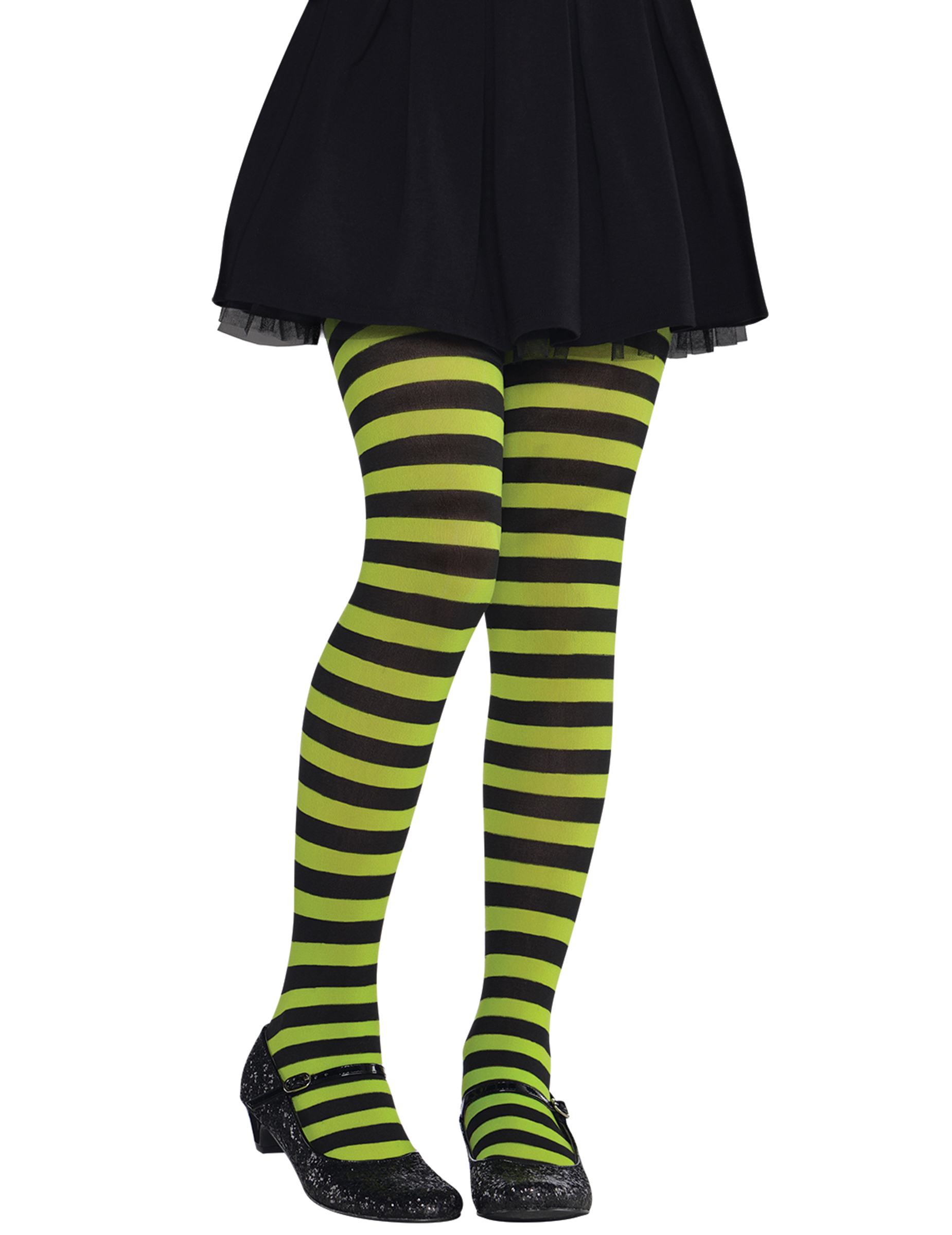 Collants rayés vert et noir enfant