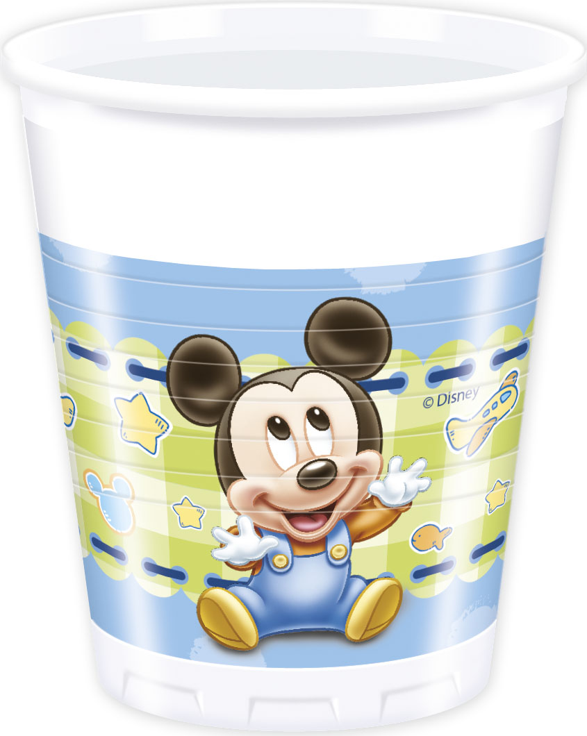 8 Gobelets en plastique Bébé Mickey  20 cl