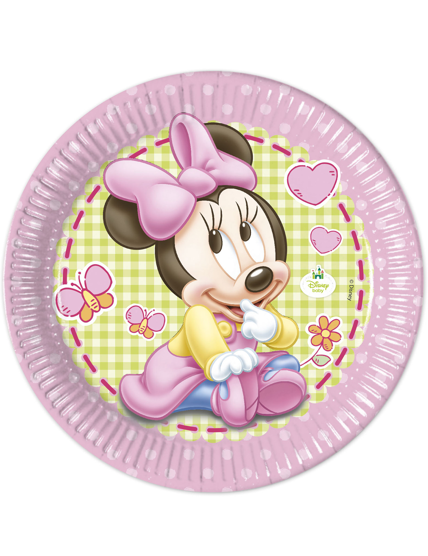 8 Grandes assiettes en carton Bébé Minnie  23cm