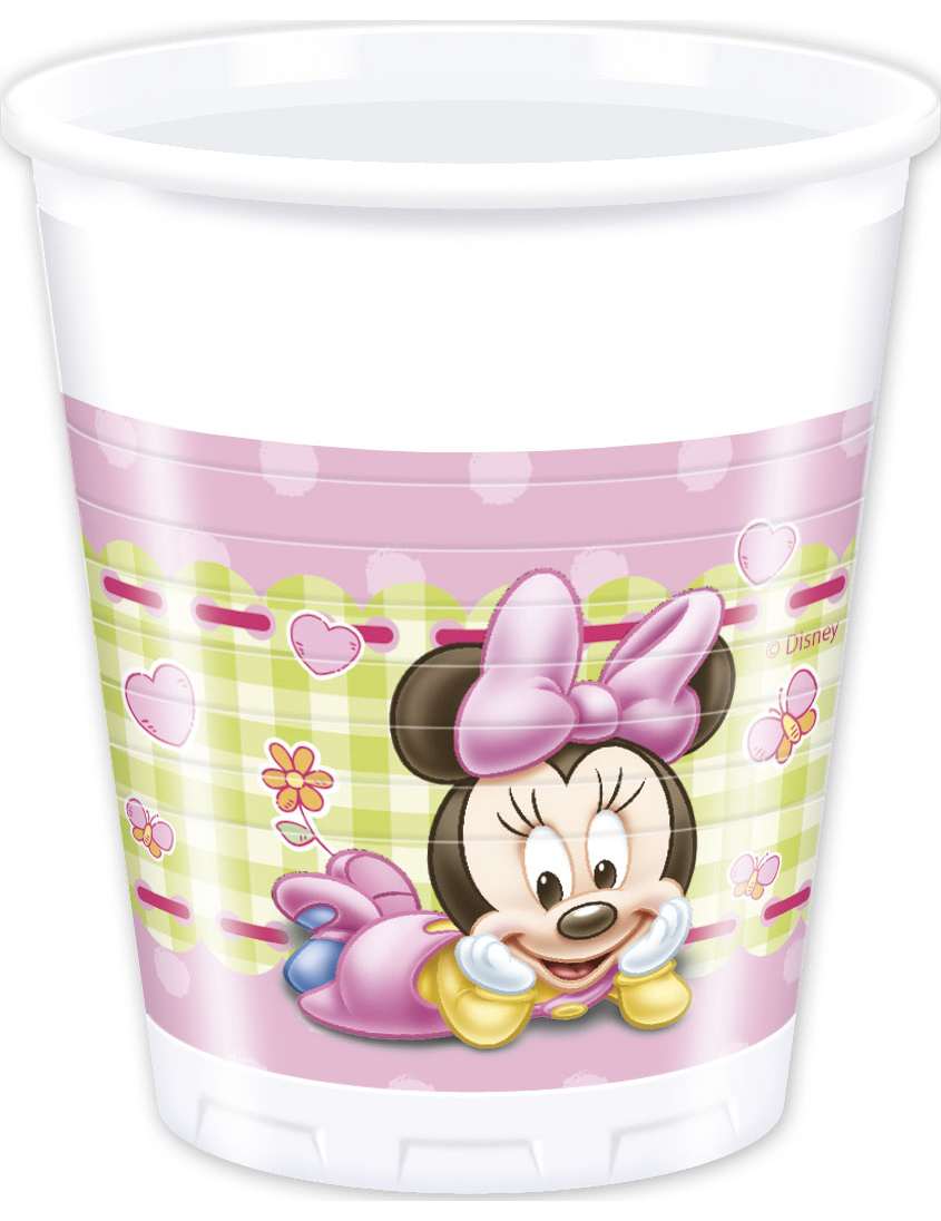 8 Gobelets en plastique Bébé Minnie 20 cl