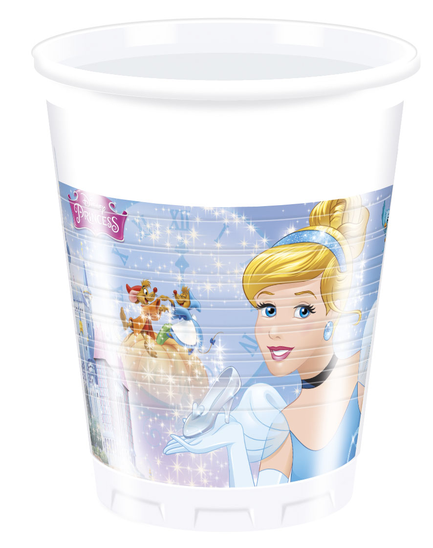 8 Gobelets en plastique Cendrillon 200 ml