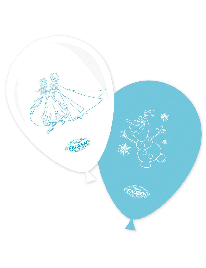 8 Ballons blancs et bleus La Reine des Neiges