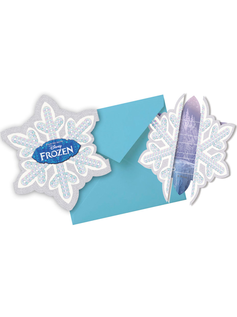 6 Cartes invitations + enveloppes La Reine Des Neiges
