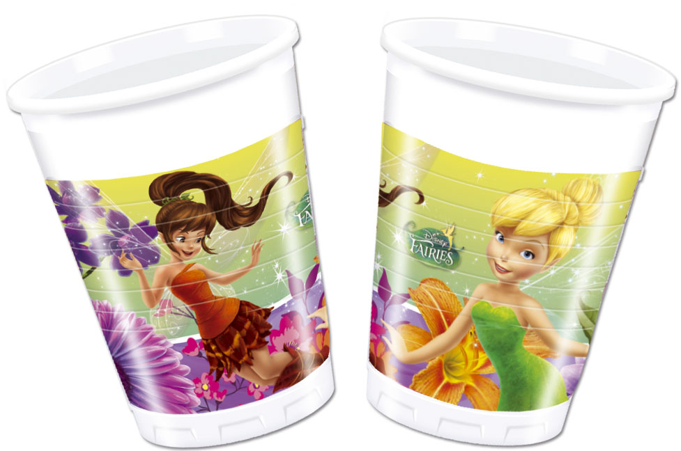 8 Gobelets en plastique Fée Clochette200ml