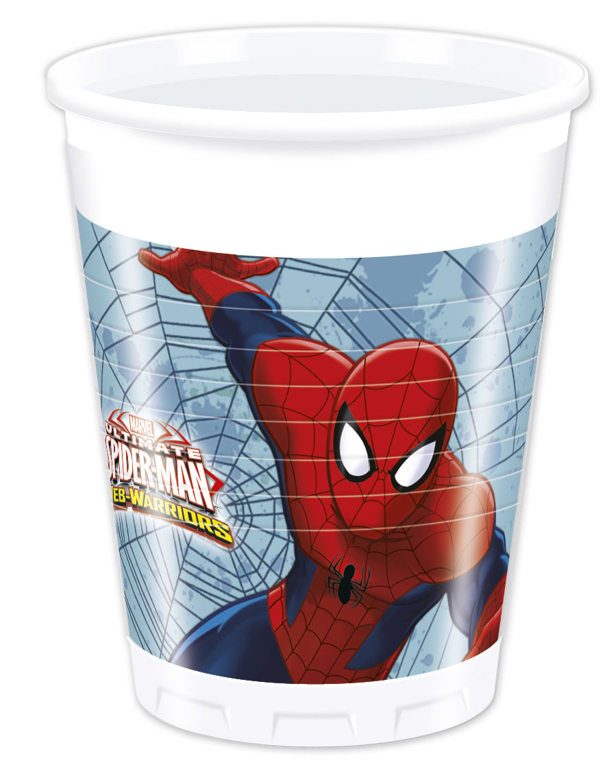 8 Gobelets en plastique Spiderman Web-Warriors 200 ml
