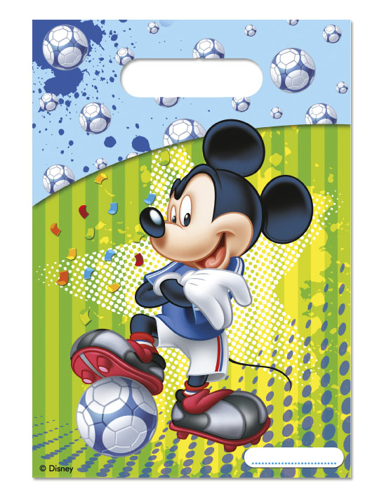 6 Sacs cadeaux Mickey Foot 16,5 x 23 cm