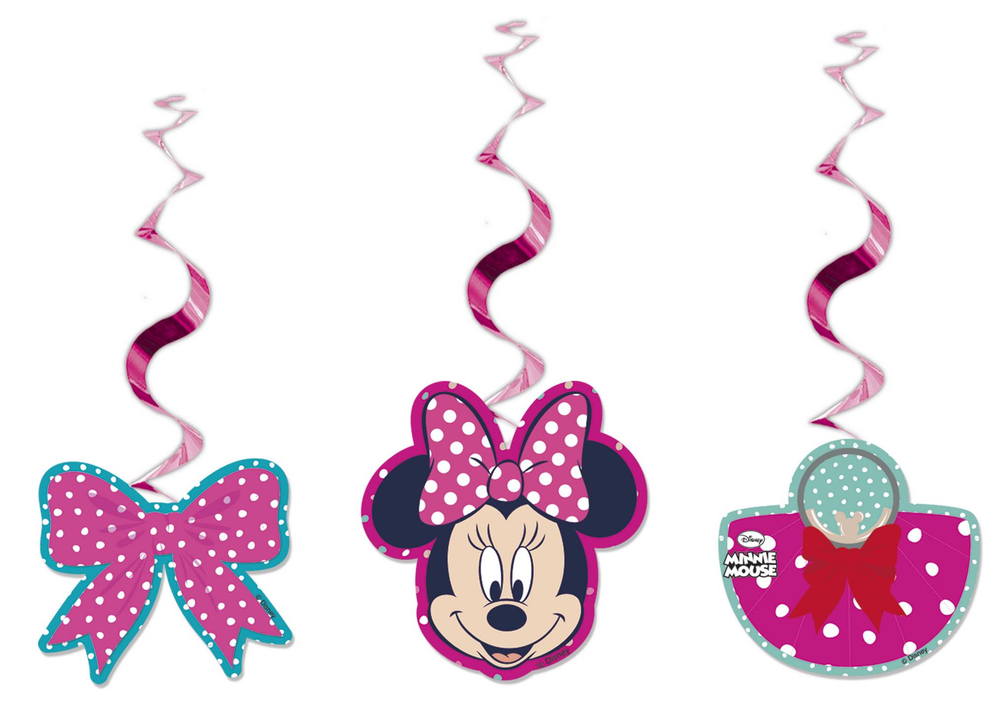 3 Décorations spirales à suspendre Minnie 70 cm