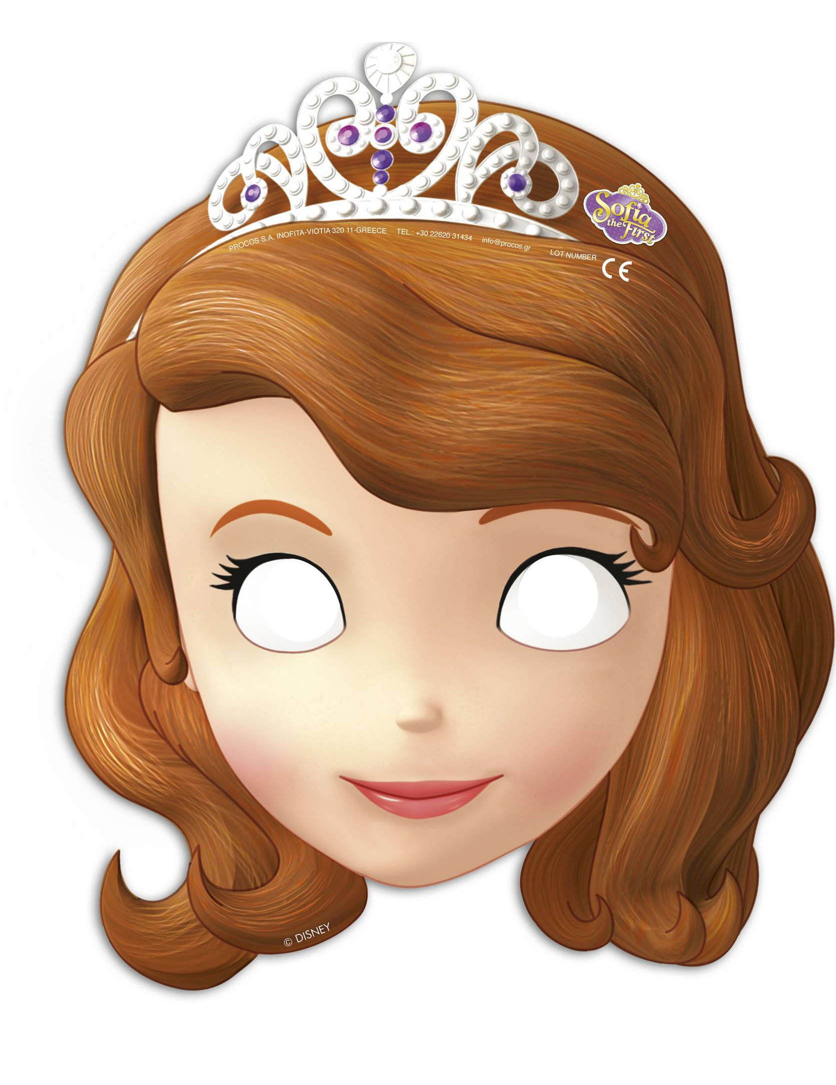 6 Masques en carton Princesse Sofia