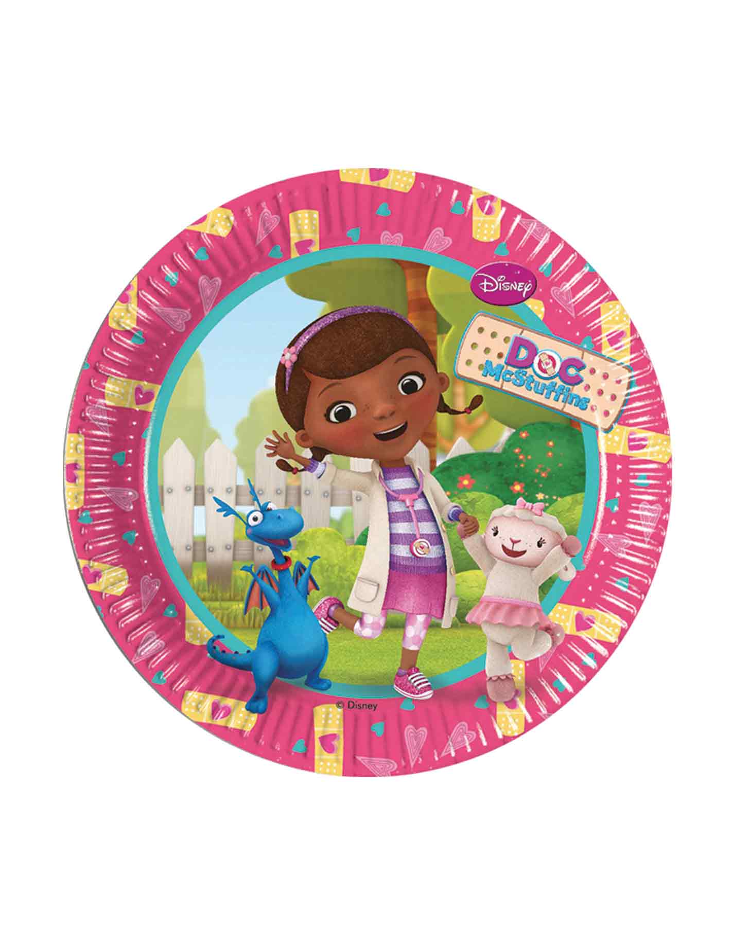 8 Petites assiettes en carton Docteur La Peluche 20 cm