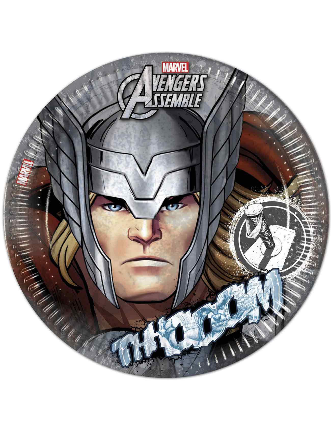 8 Assiettes grises en carton Avengers 23 cm
