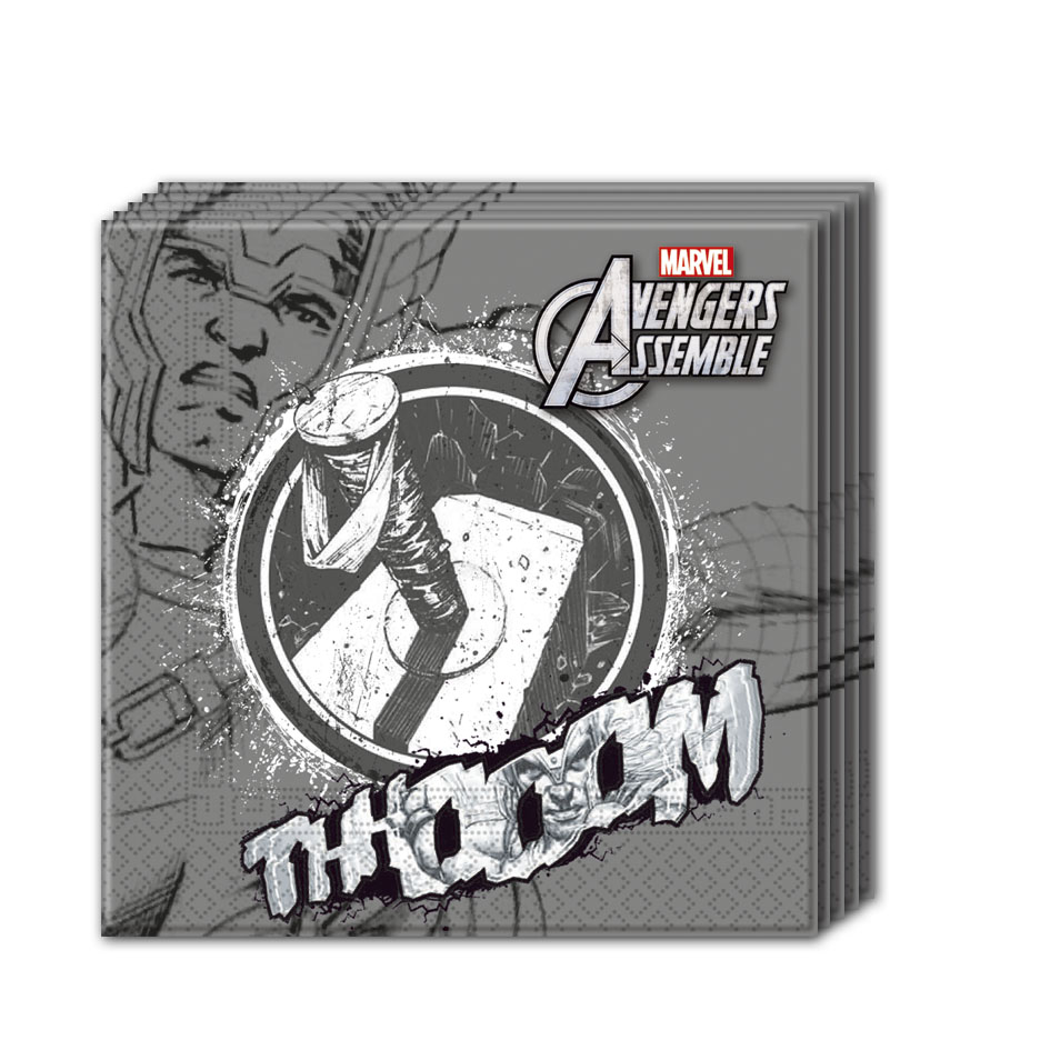 20 Serviettes en papier gris Avengers 33 x 33 cm