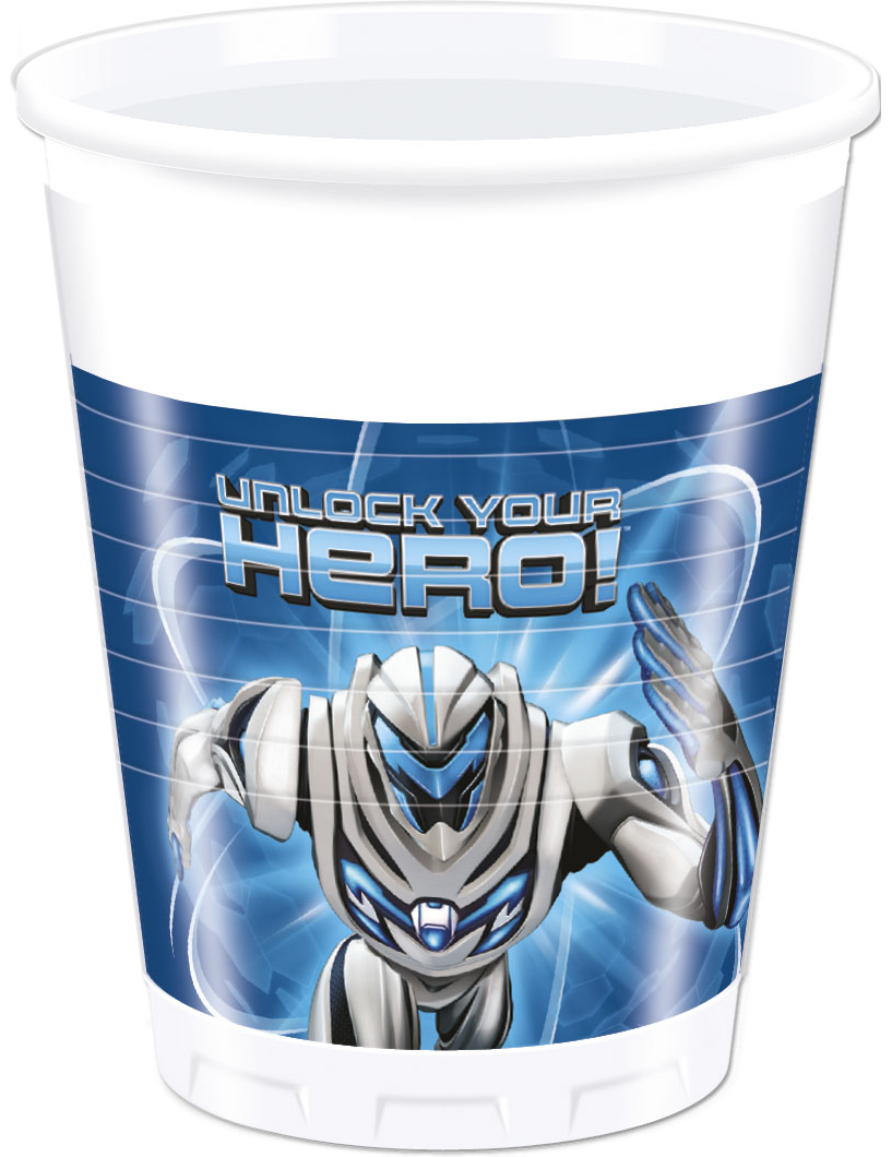 8 Gobelets en plastique Max Steel  200 ml