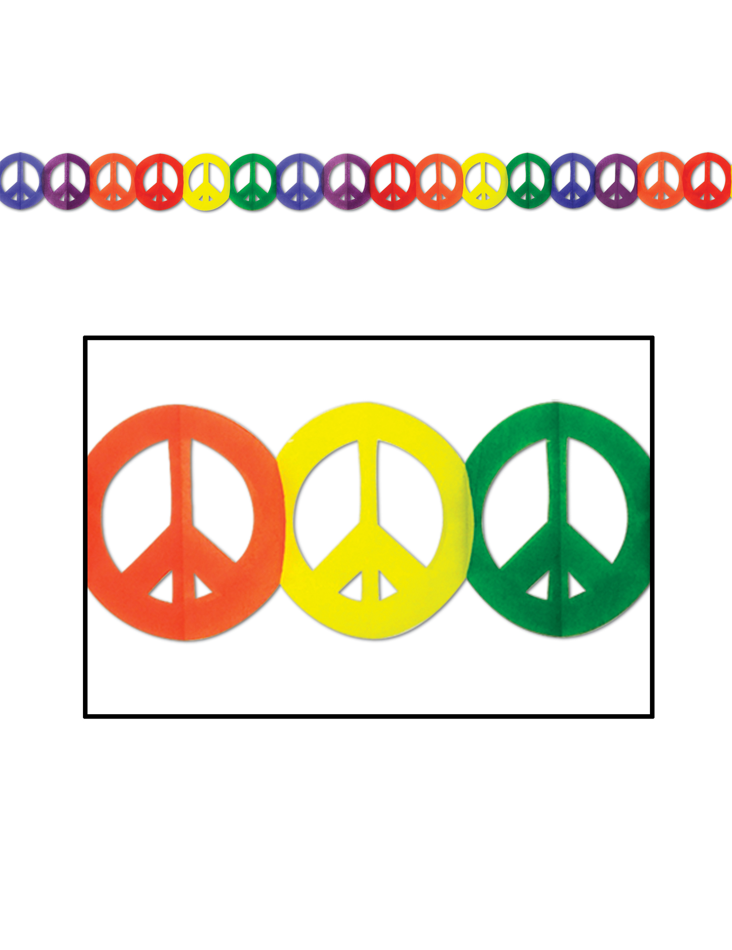 Guirlande multicolore en papier Hippie Peace