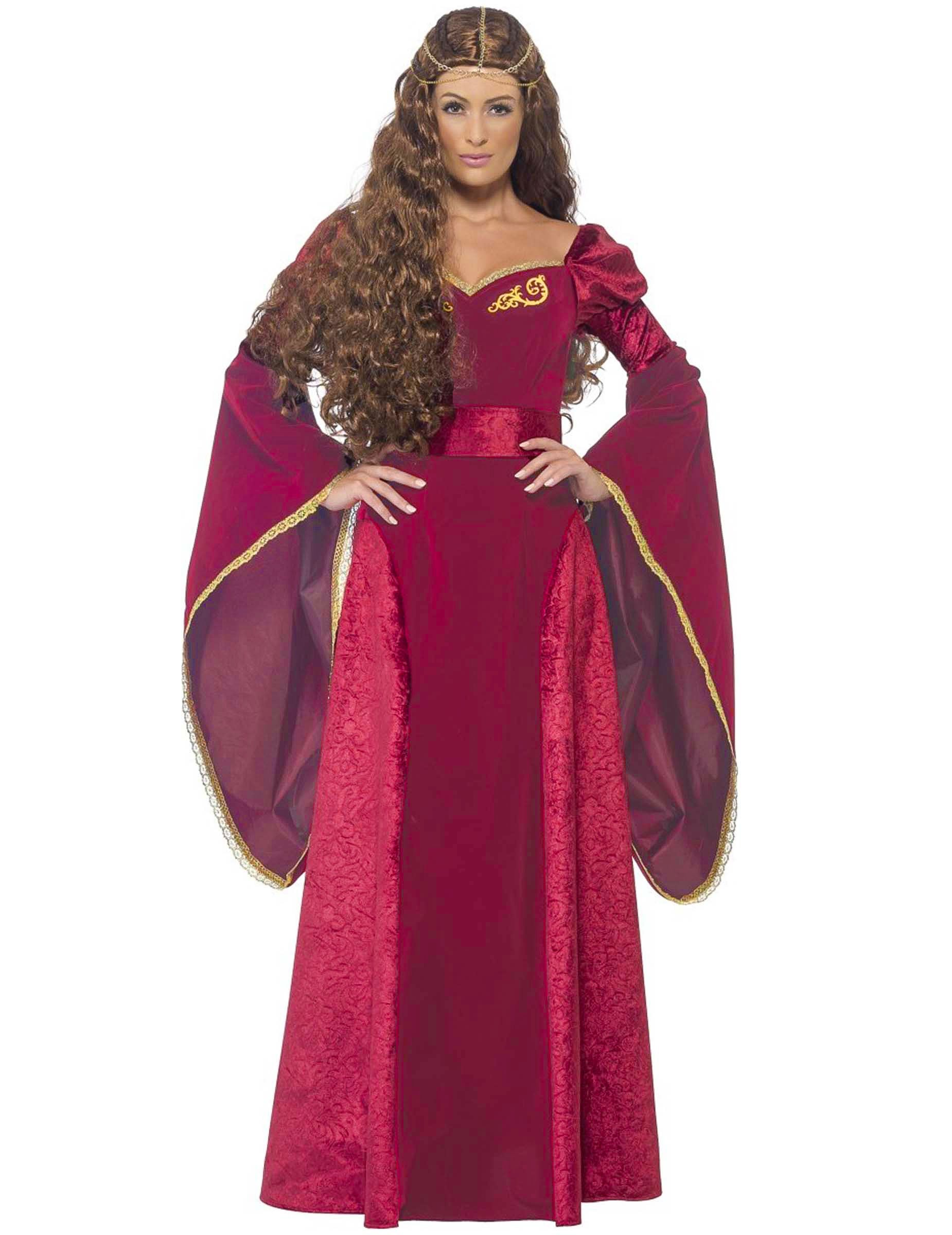 Déguisement reine médiévale rouge femme