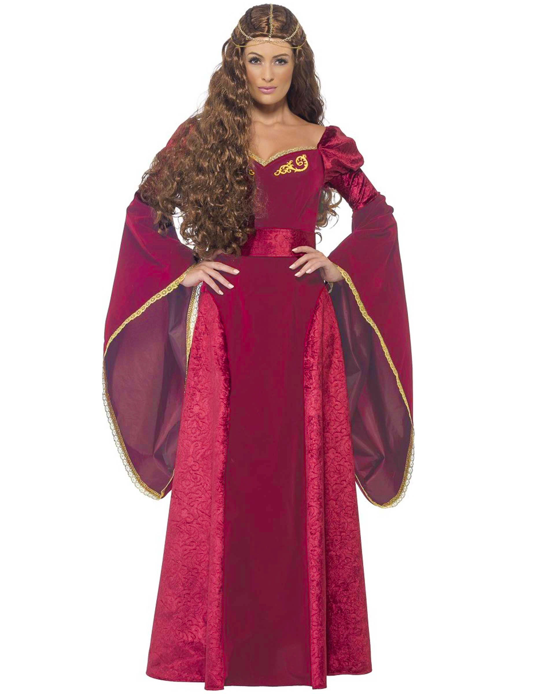 Déguisement reine médiévale rouge femme