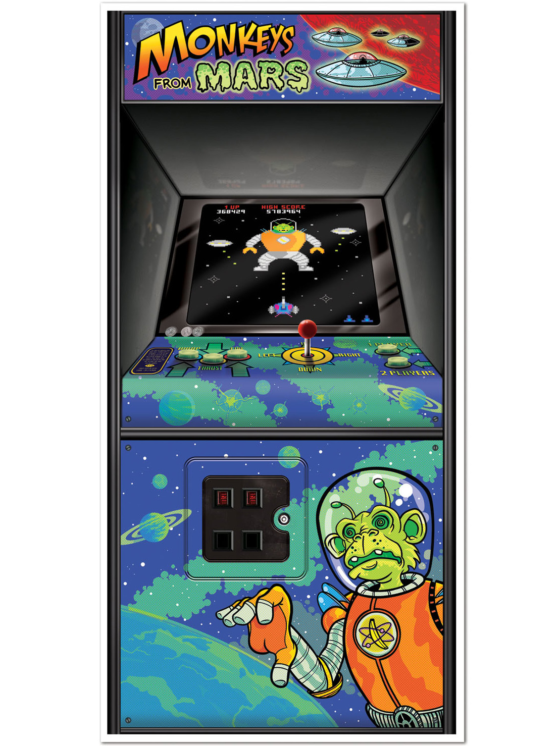 Décoration de porte Arcade Game Années 80's 150 x 76 cm