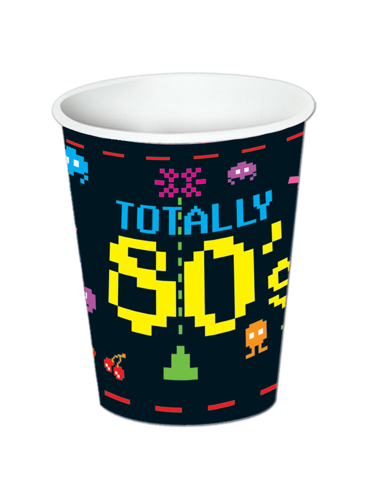8 Gobelets en carton Années 80's 266 ml