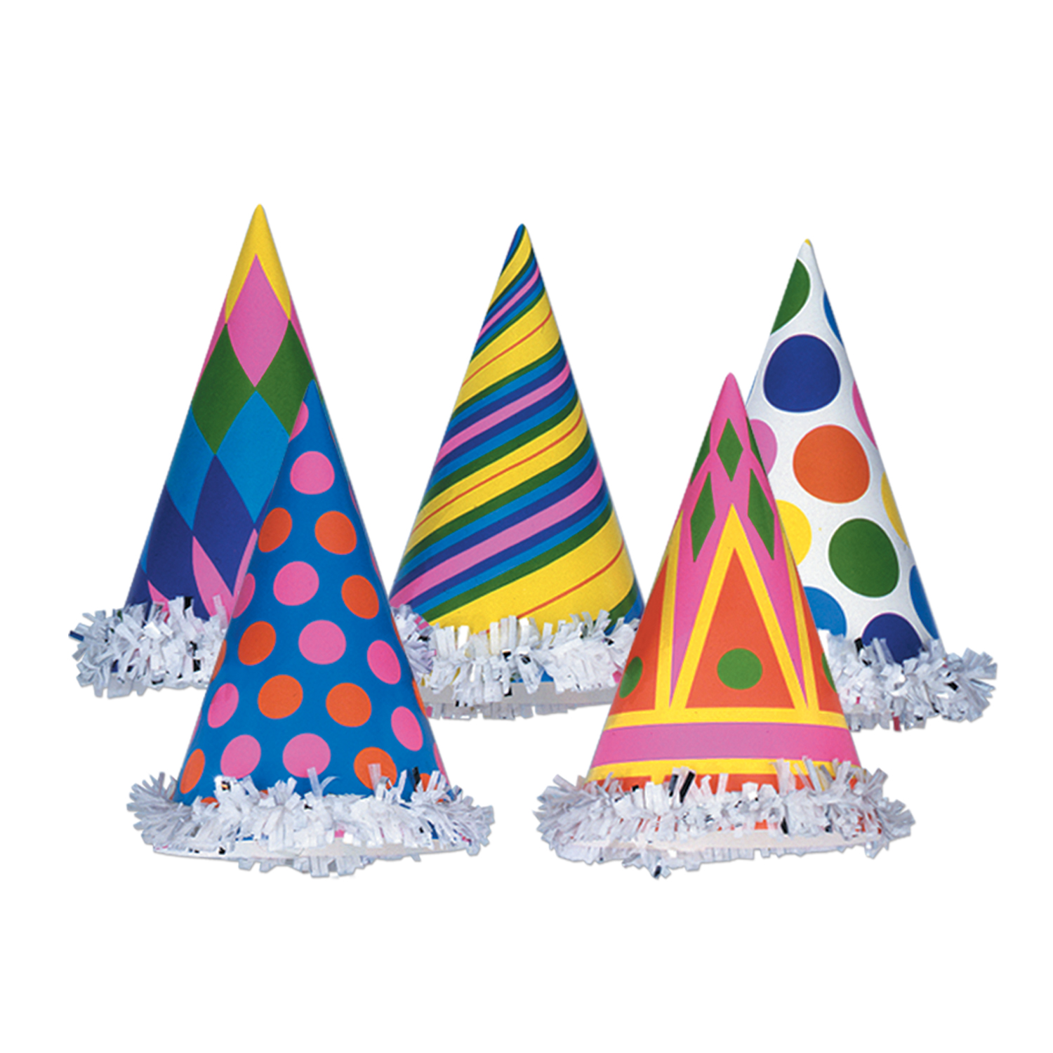 Chapeau de fête en carton coloré aléatoire 16 x 10 cm