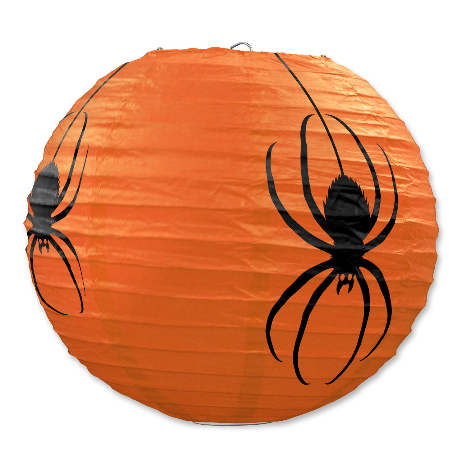 3 Lanternes en papier orange Araignées Halloween