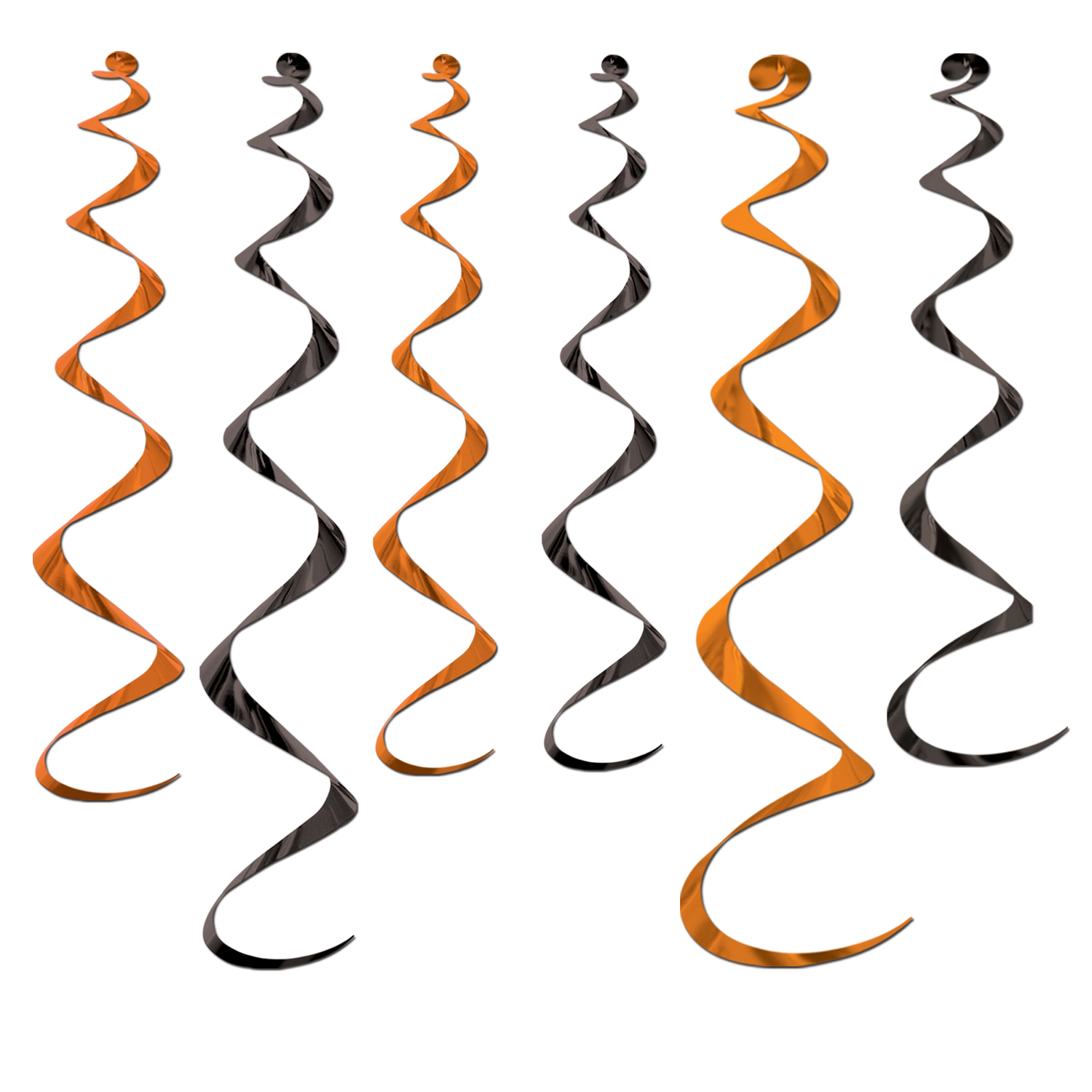 6 Décorations à suspendre spirale noires et oranges