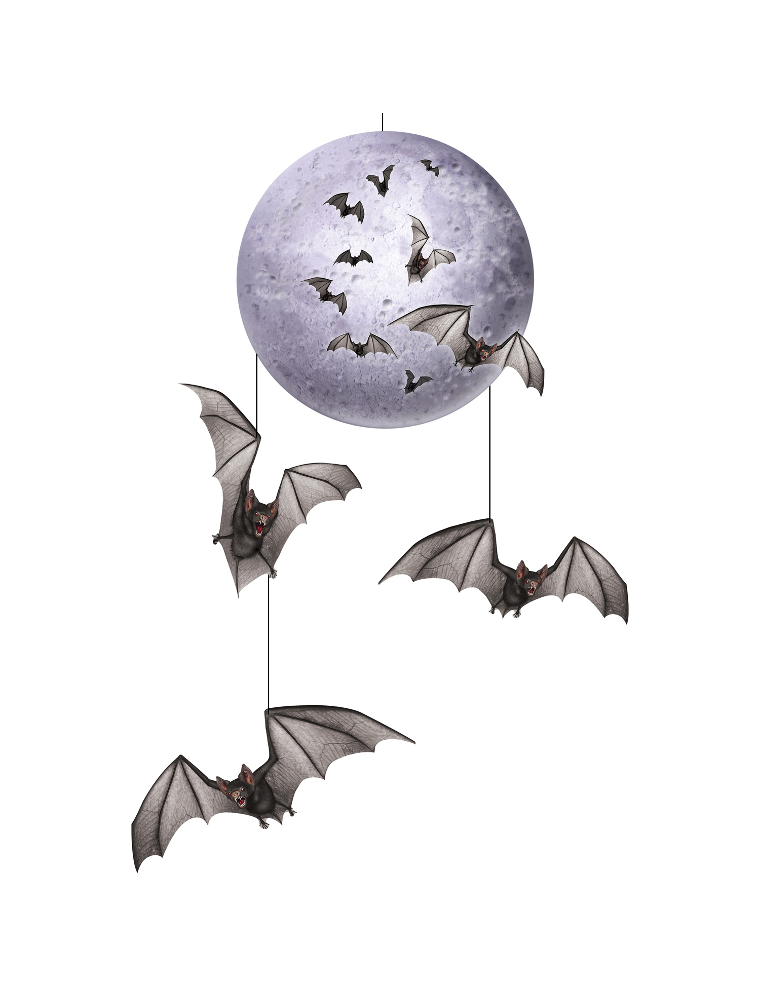 Décoration à suspendre lune et chauve-souris