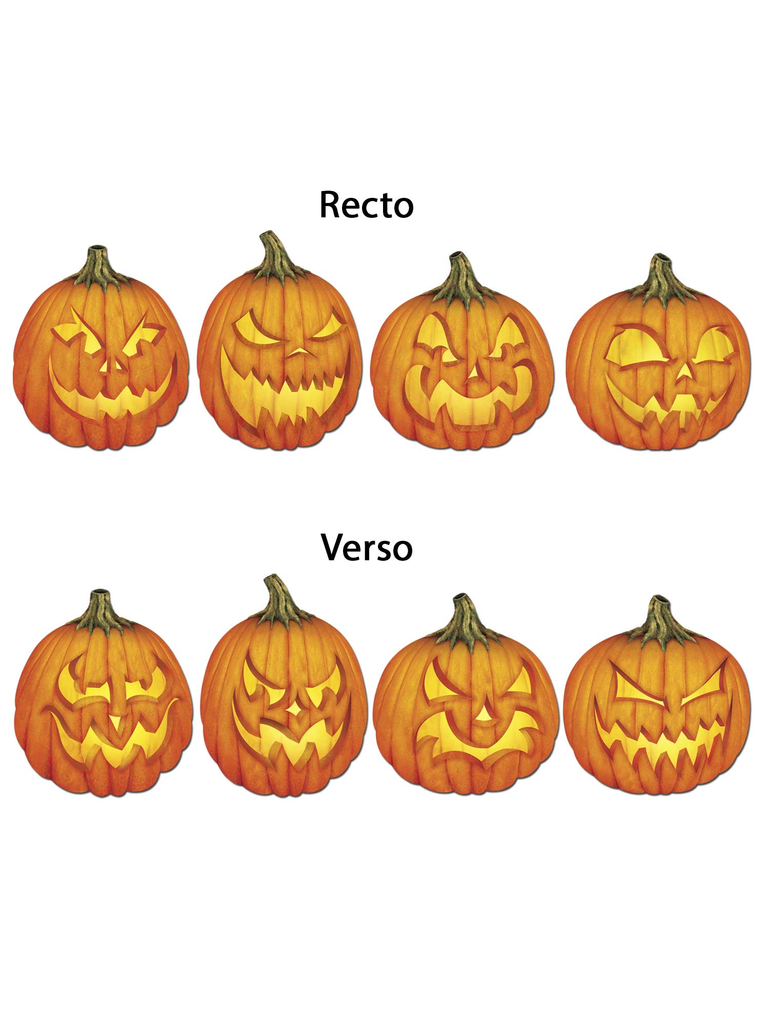 4 Décorations murales cartonnées citrouilles effrayantes Halloween