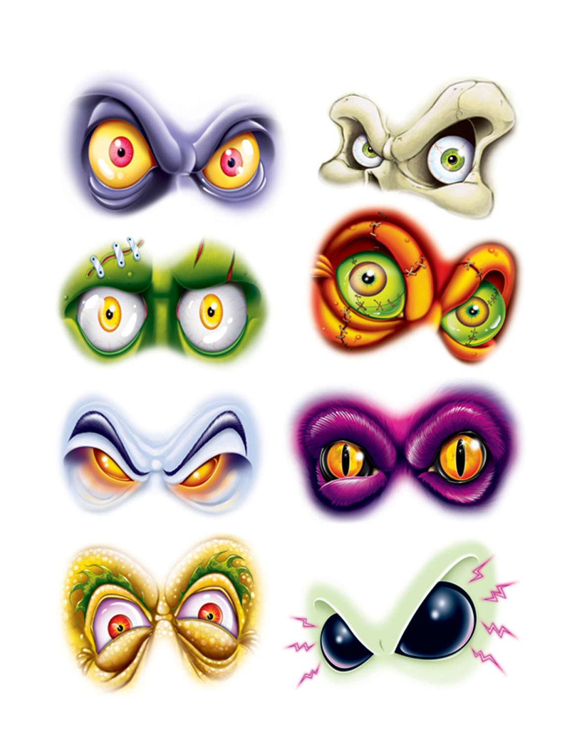 8 Autocollants Yeux Maléfiques Halloween