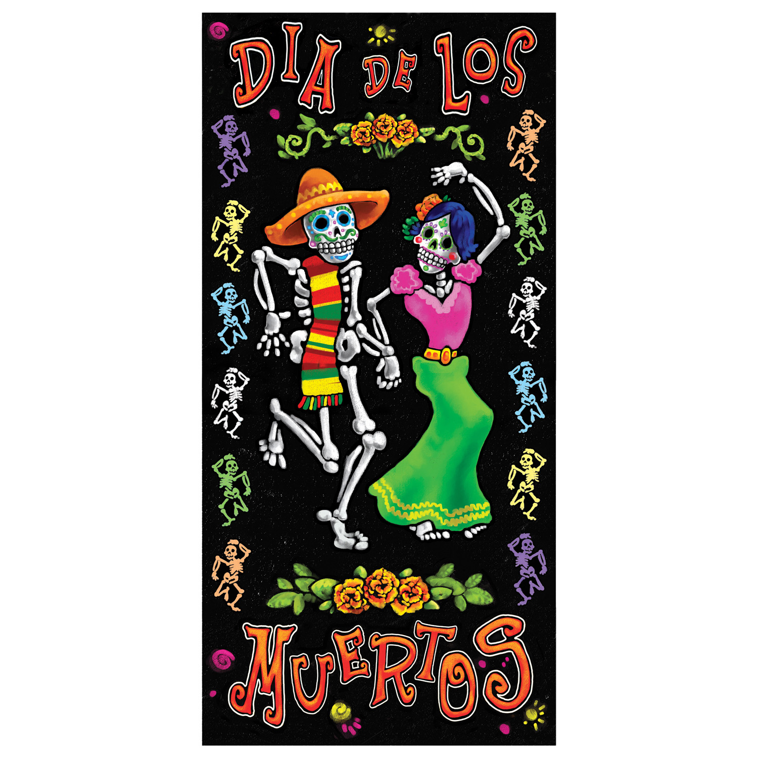 Décoration de porte Dia de los Muertos 76 x 152 cm