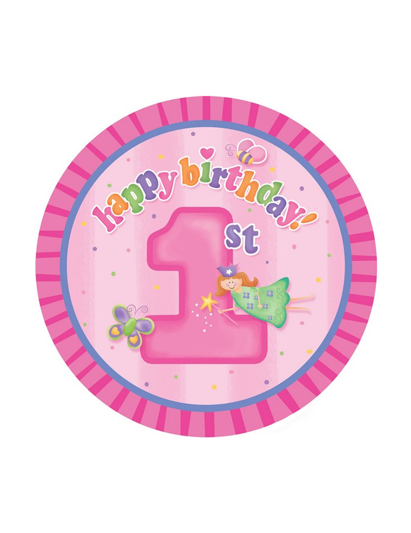 8 Assiettes Fée 1er anniversaire 18 cm