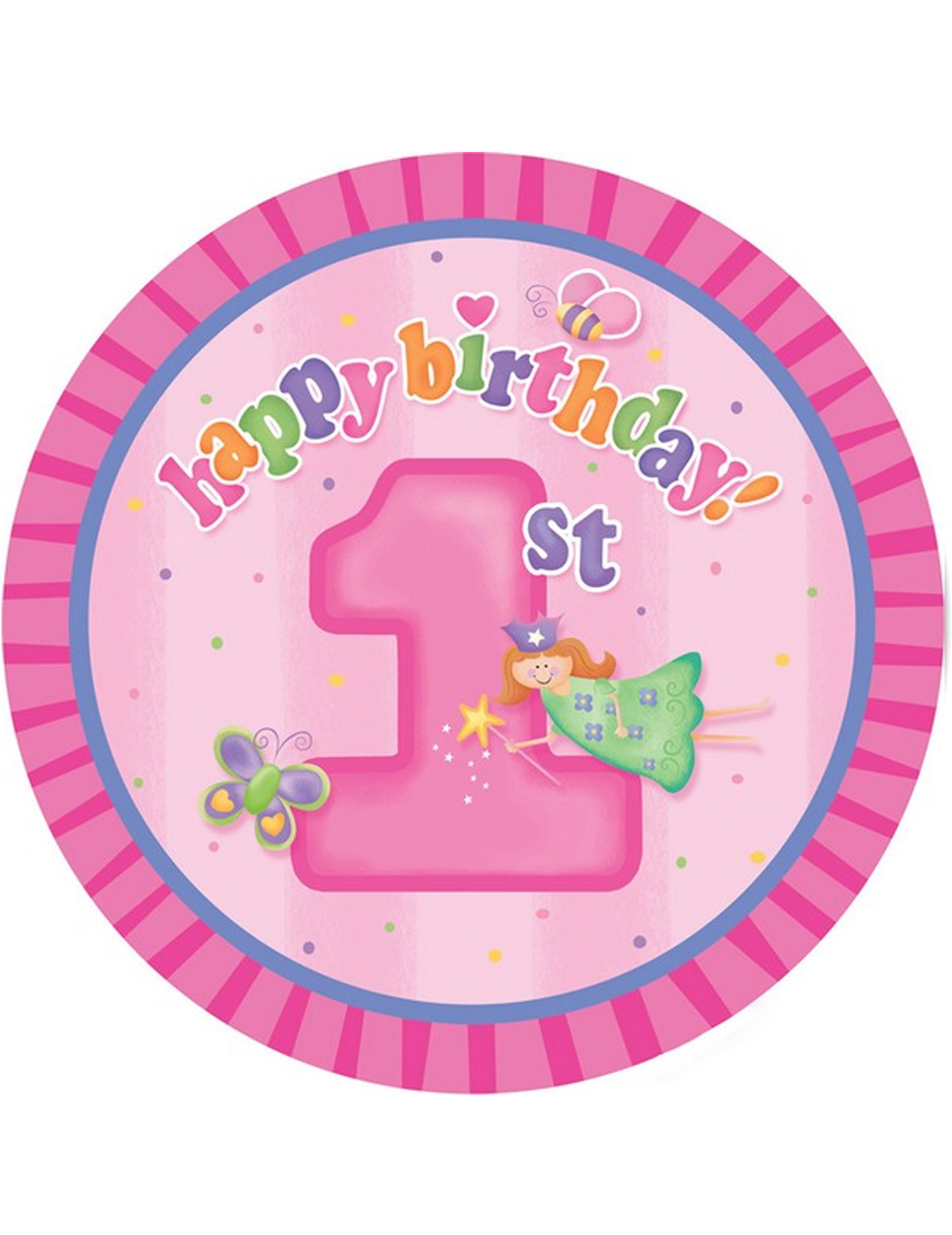 8 Assiettes Fée 1er anniversaire 23 cm
