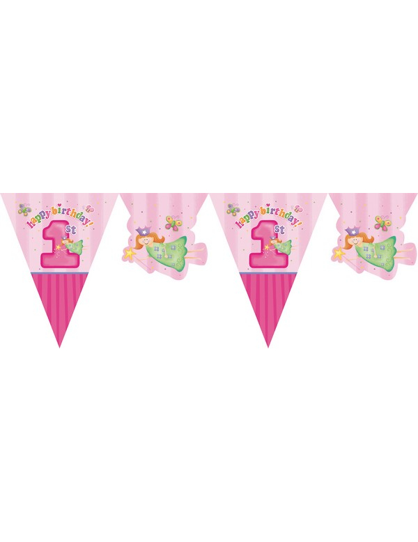 Guirlande fanions Fée 1er anniversaire 3,7 m