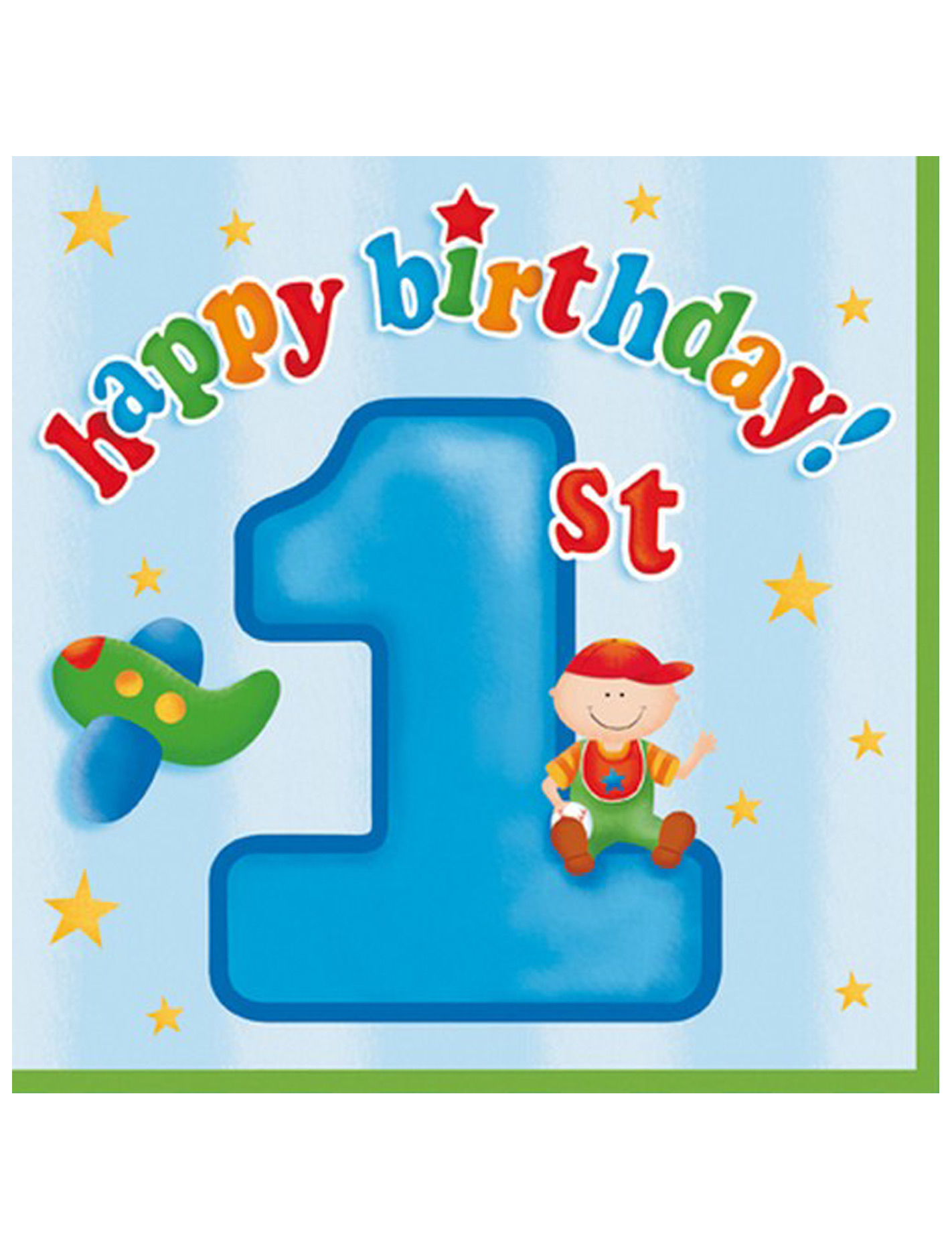 16 Serviettes en papier 1er Anniversaire 33 x 33 cm