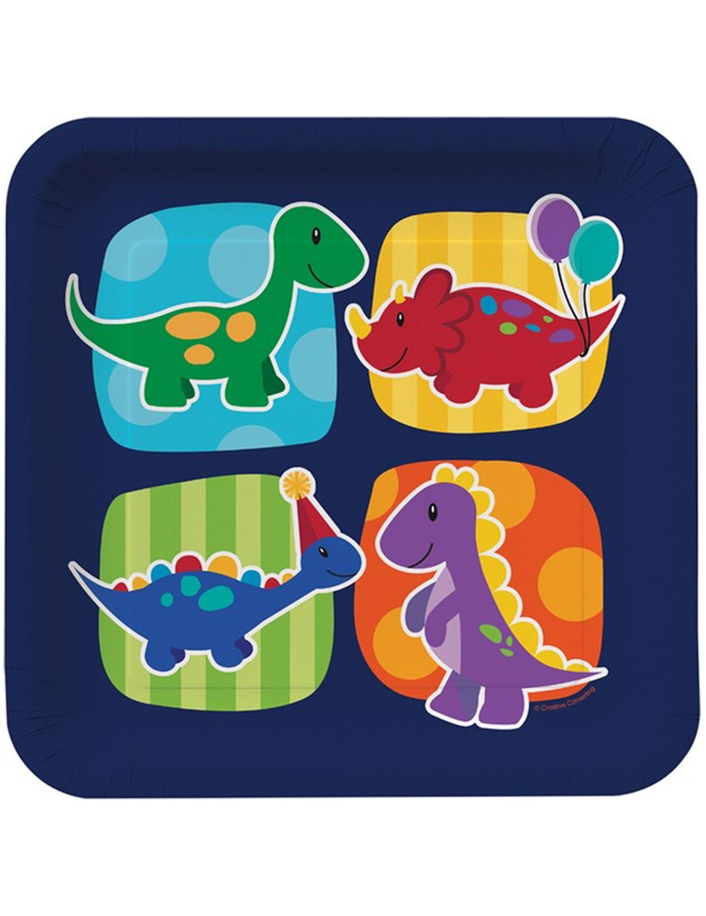 8 Assiettes anniversaire Petits dinosaures 23 cm