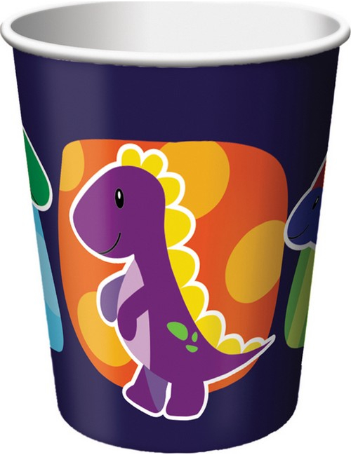 8 Gobelets anniversaire Petits dinosaures 25 cl