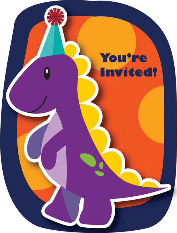8 Cartons d'invitation Anniversaire Petits Dinosaures