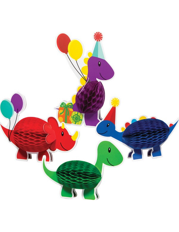 Lot de 4 Centres de table anniversaire Petits dinosaures 13 X 18 cm