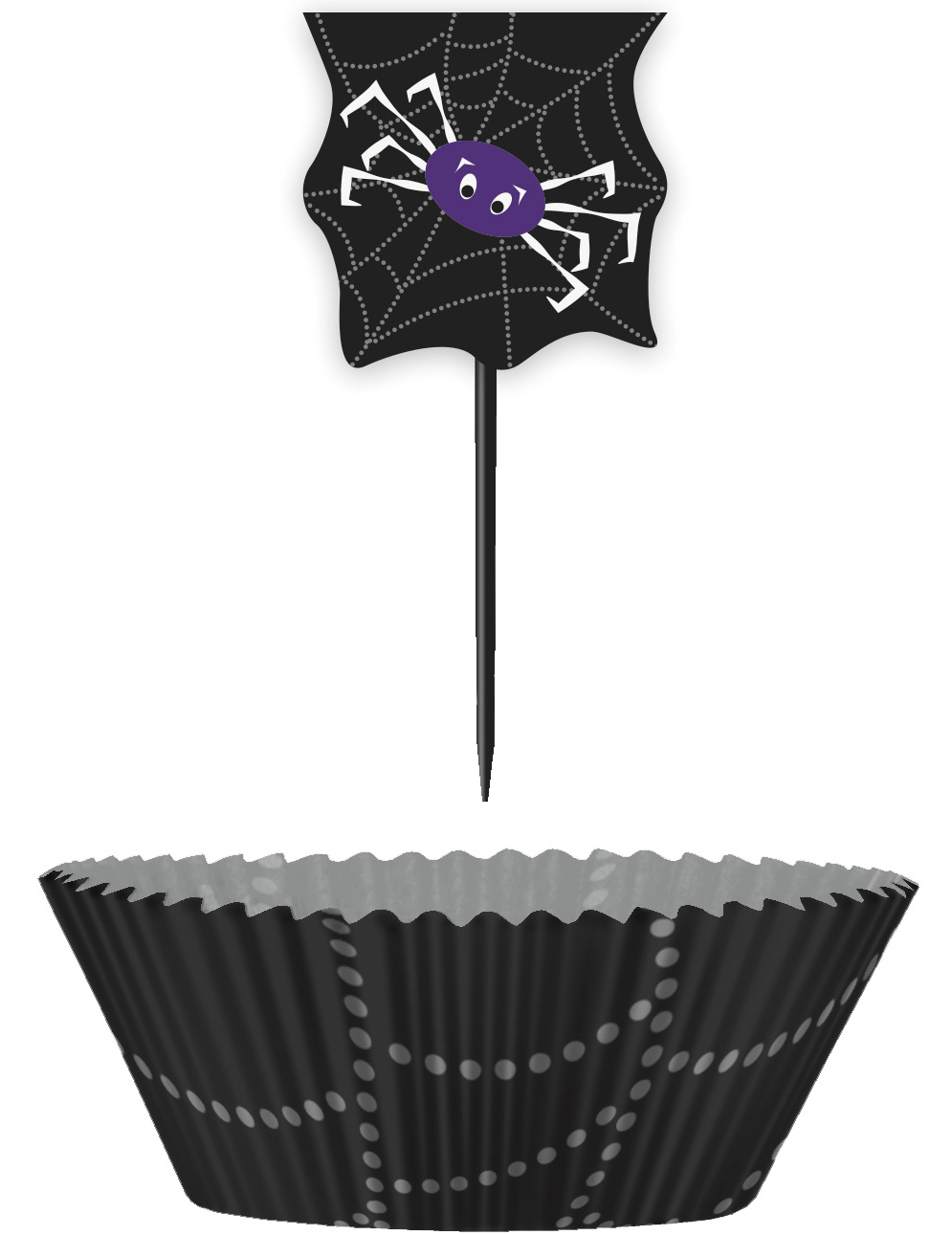 24 Moules à cupcakes avec pics Toile D'araignée Halloween