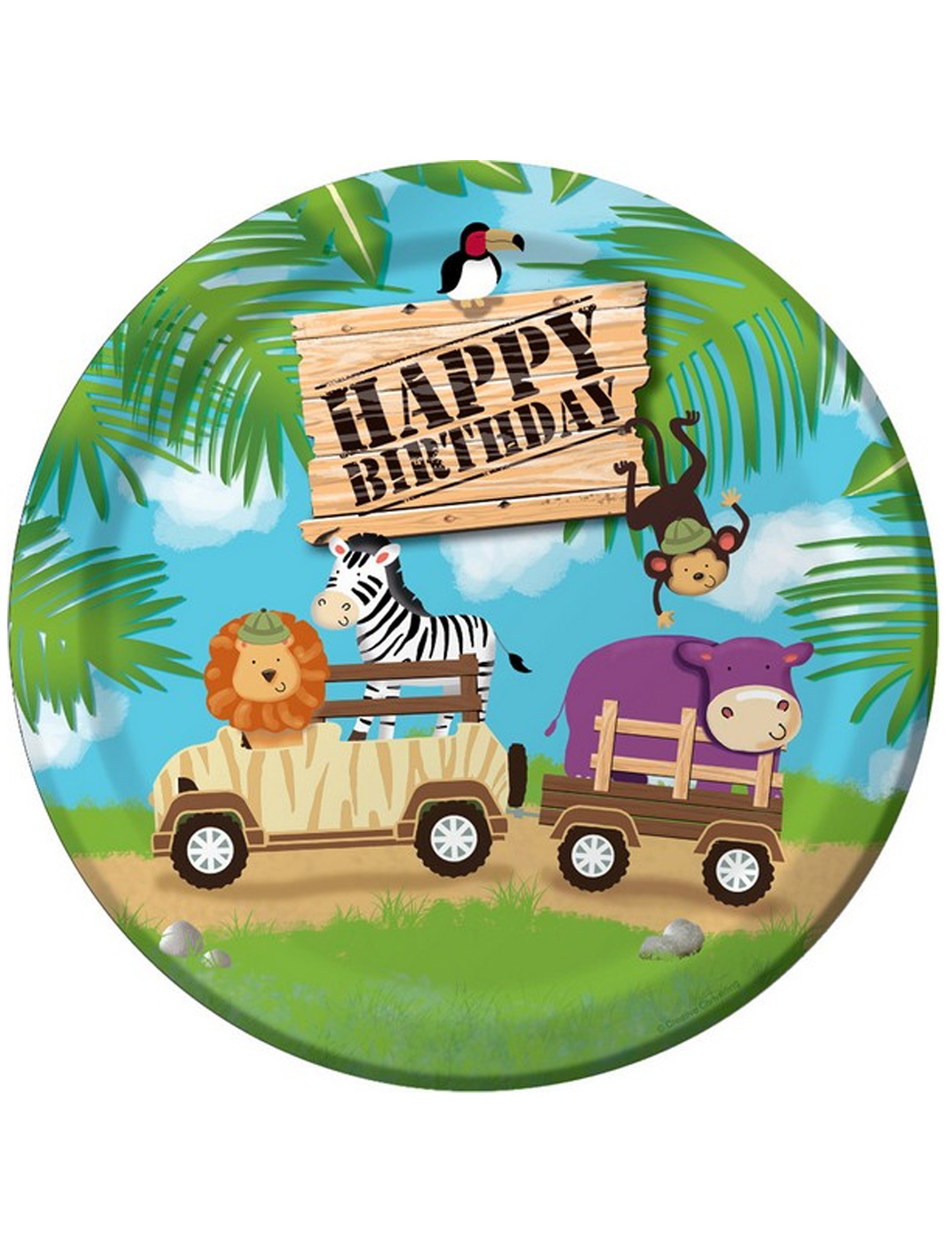 8 Assiettes anniversaire Safari aventure 23 cm