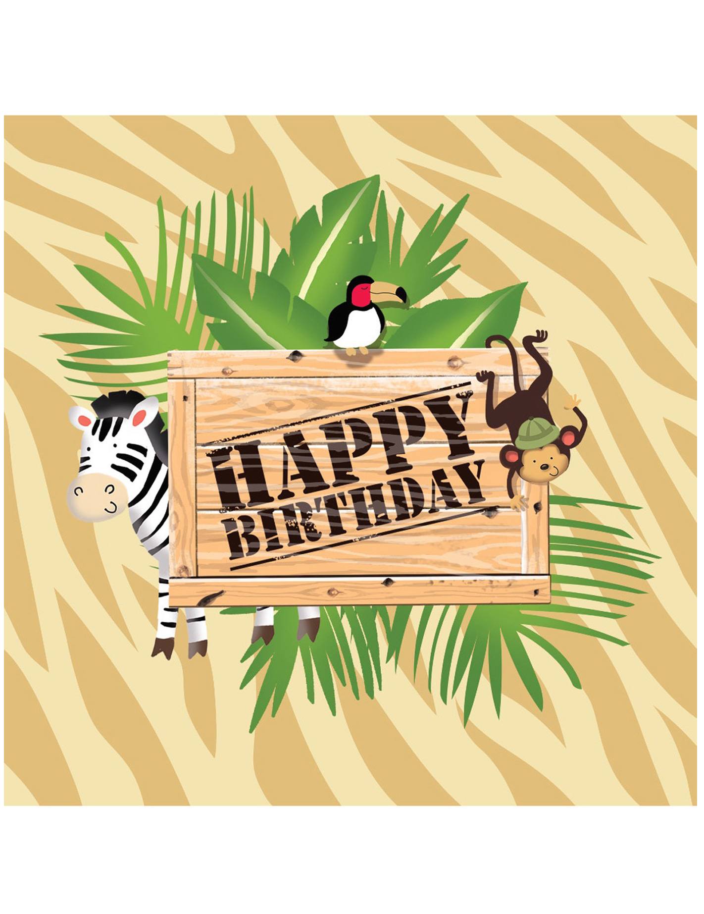 16 Serviettes en papier Anniversaire Safari 33 x 33 cm