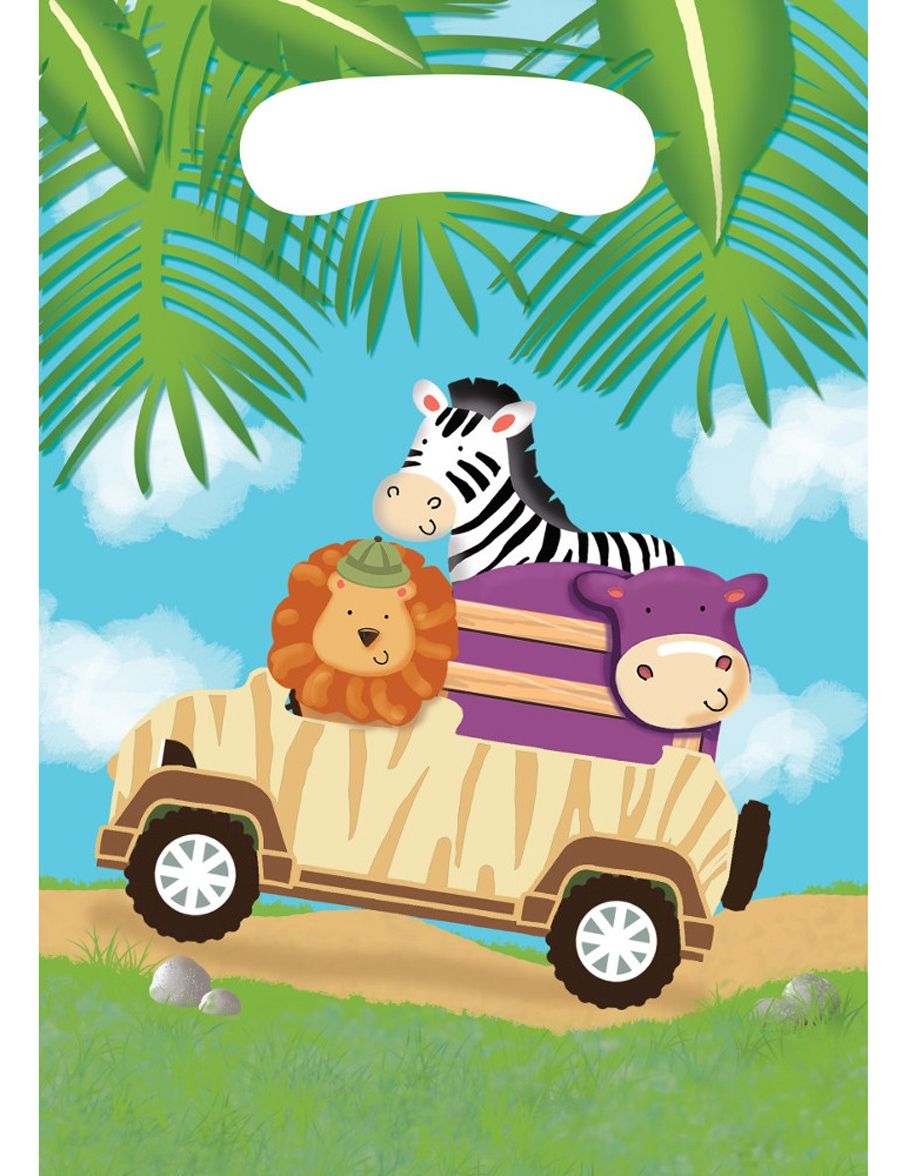 8 Petits sacs anniversaire Safari aventure