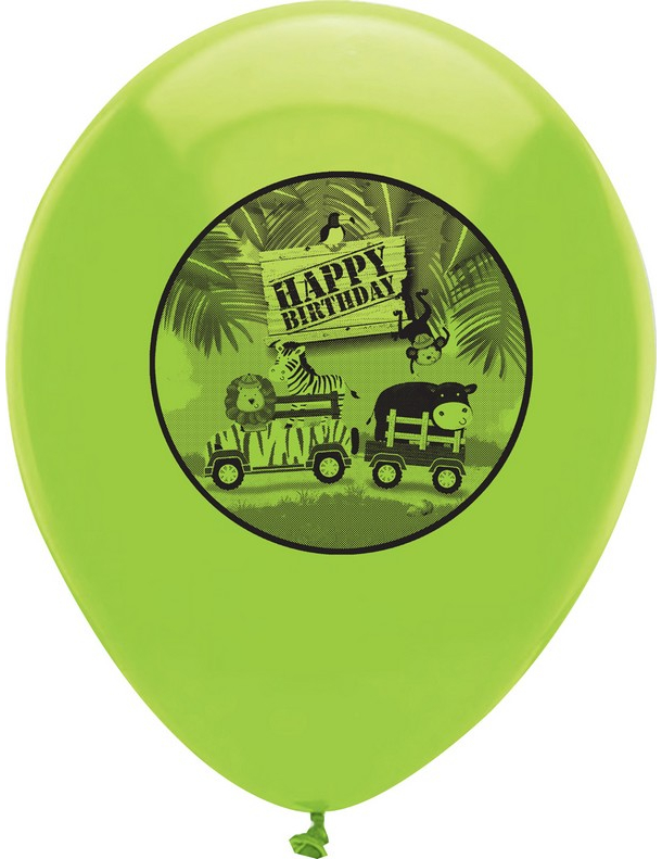 6 Ballons anniversaire Safari aventure 30 cm