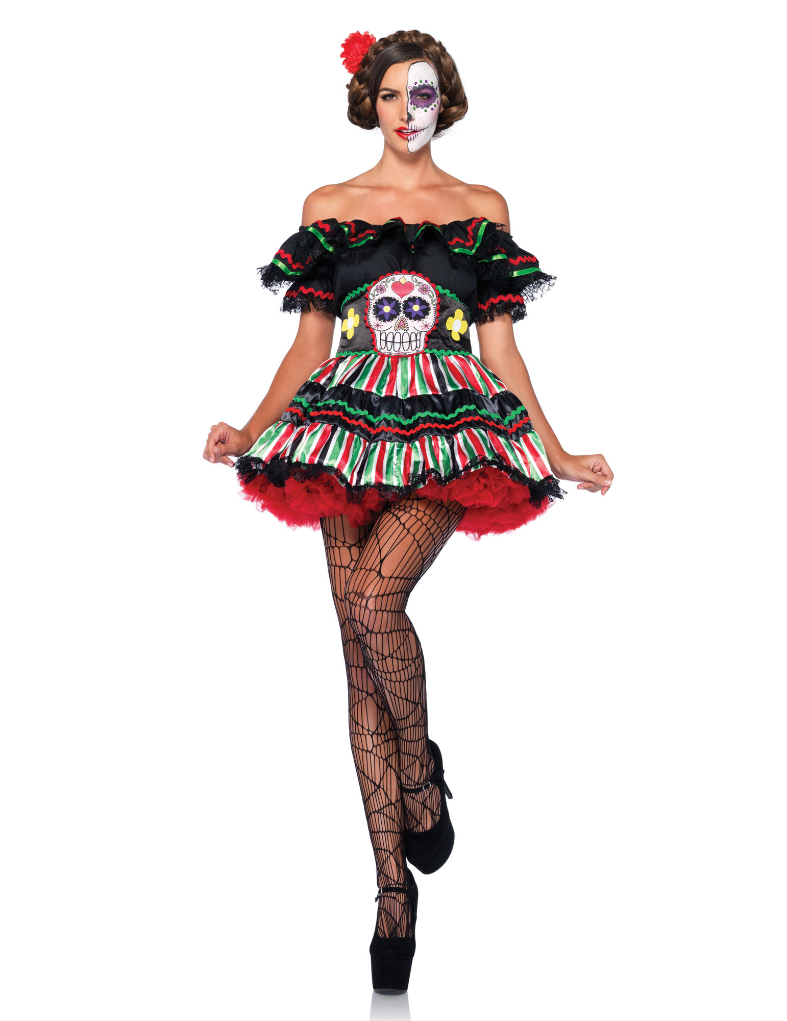 Déguisement squelette mexicaine colorée femme Dia de los muertos